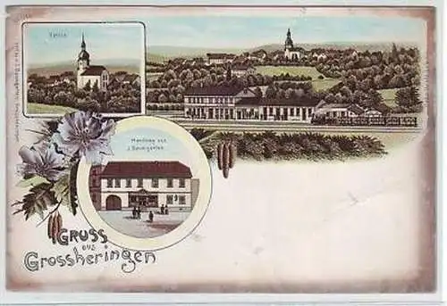 45096 Ak Lithographie Gruß aus Großheringen um 1900