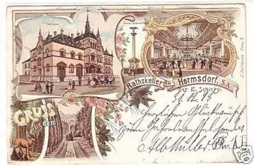 21591 Ak Lithographie Gruß aus Hermsdorf S.-A. 1898