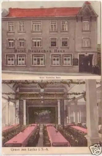 23330 Ak Gruß aus Lucka Hotel Deutsches Haus 1913