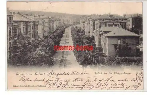 79893 Ak Gruss aus Erfurt Blick in die Steigerstrasse 1901