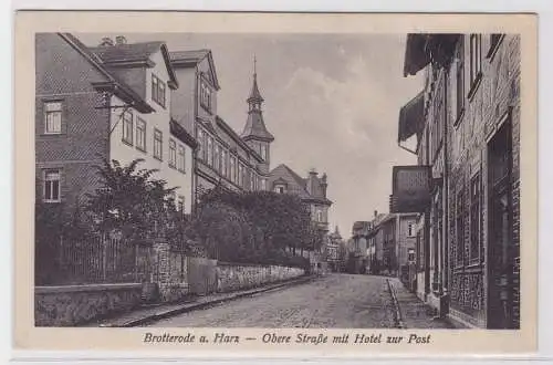 83655 AK Brotterode a. Harz - Obere Straße mit Hotel zur Post um 1920