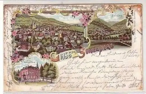 41196 Ak Lithographie Gruss aus Sonneberg 1902