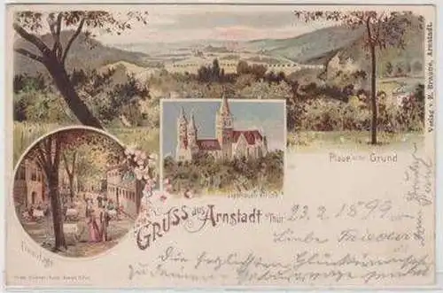 48380 Ak Lithografie Gruss aus Arnstadt 1899