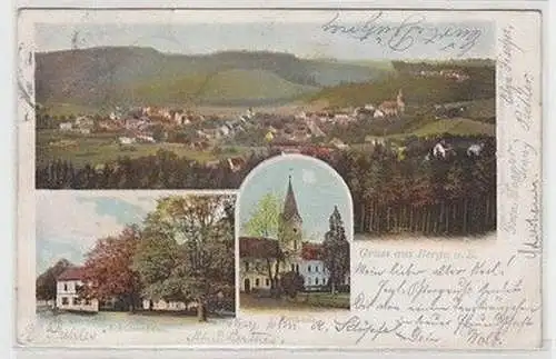 58522 Ak Gruß aus Berga an der Elster Schützenhaus und Rathaus 1903