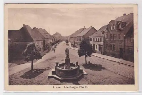 67965 Ak Lucka S.-A. Altenburger Strasse mit Wettinbrunnen 1932