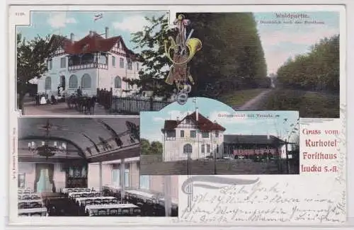 76840 Mehrbild Ak Gruß vom Kurhotel Forsthaus Lucka S.-A. 1906