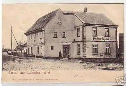 04888 Ak Gruß aus Lehndorf S.-A. Gasthaus 1908