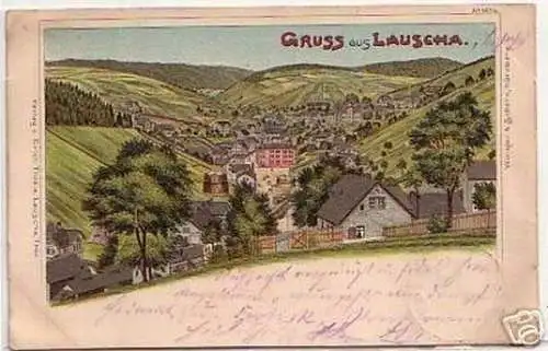 08876 Ak Lithographie Gruss aus Lauscha 1898