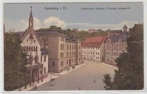 56955 Ak Sonneberg Landratsamt, Rathaus und herzogliches Amtsgericht um 1910