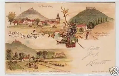 33925 Ak Lithographie Gruß von den Drei Gleichen 1901