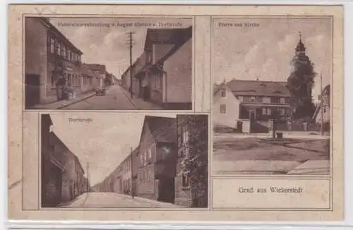 95500 Mehrbild Ak Gruß aus Wickerstedt Dorfstraße, Pfarre, Kirche usw. um 1920