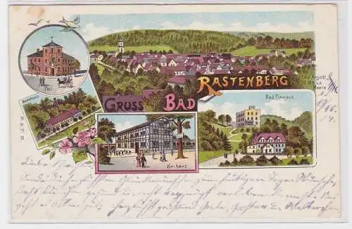 73190 AK Gruss aus Bad Rastenberg - Bad Finneck, Kurhaus, Badehaus & Post 1901