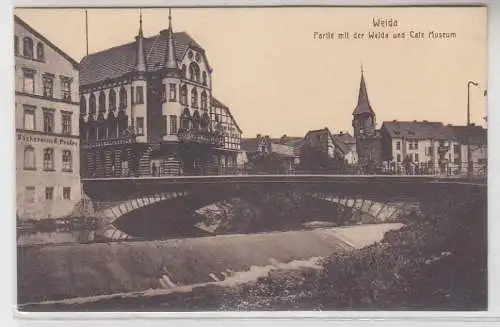 68708 Ak Weida Partie mit der Weida und Café Museum um 1920