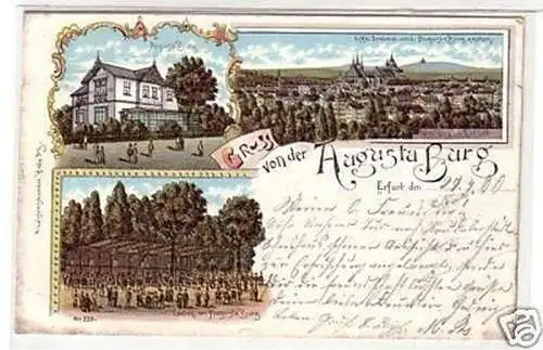 21502 Ak Lithographie Gruß aus Erfurt Gasthof 1900