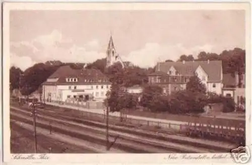 15590 Ak Schmölln neue Postanstalt und Kirche 1928