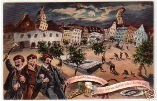 18881 Humor Ak Jena Marktplatz verwackelt 1911