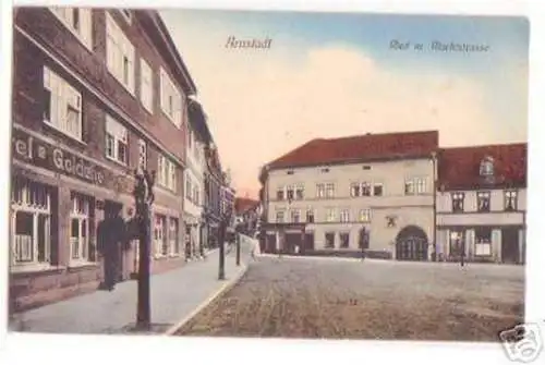 18754 Feldpost Ak Arnstadt Ried mit Marktstrasse 1912