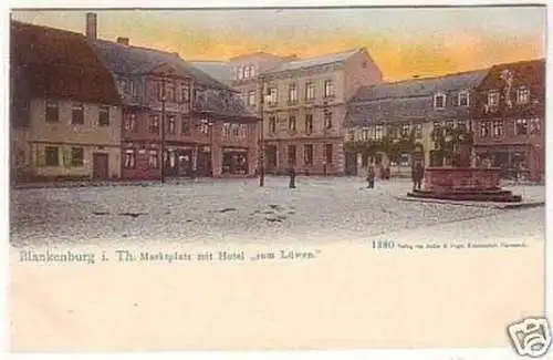 23627 Ak Blankenburg Markt m. Hotel zum Löwen um 1900