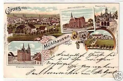 21844 Ak Lithographie Gruß aus Mühlhausen 1899