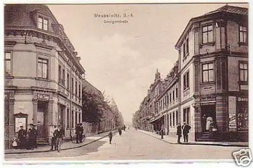 23597 Ak Meuselwitz Georgenstraße m. Geschäften um 1910