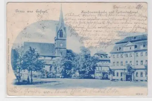 78294 Ak Gruß aus Erfurt Kaufmannskirche und Lutherdenkmal 1909