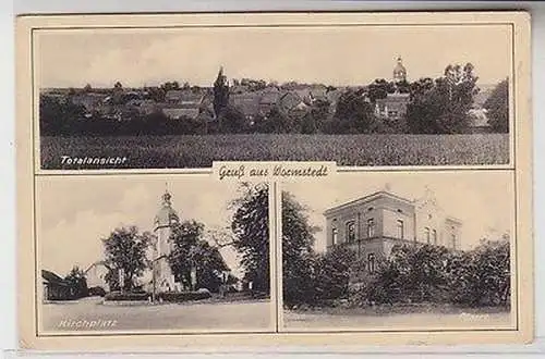 65076 Mehrbild Ak Gruß aus Wormstedt Totalansicht, Kirchplatz, Pfarre um 1930