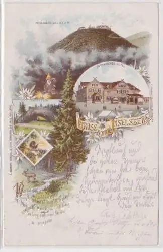 95285 Ak Lithographie Gruss vom Inselsberg Gothaisches Hotel, Thorstein 1896