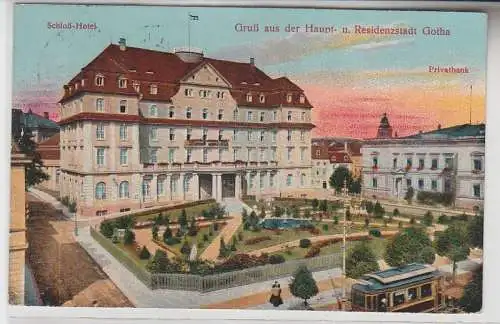 70155 Ak Gruß aus Gotha Schloß Hotel und Privatbank 1923