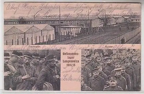 65075 Feldpost Ak Gefangenenlager Langensalza Franzosen und Russen 1914/15