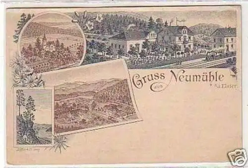 25212 Ak Gruss aus Neumühle a.d. Elster 1897