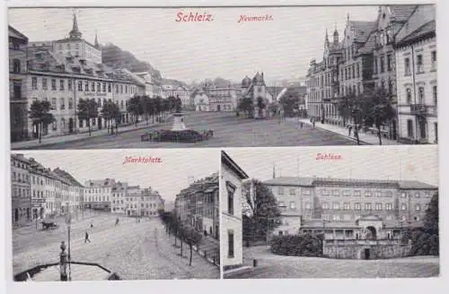 95157 Mehrbild Ak Schleiz Neumarkt, Marktplatz, Schloss 1928