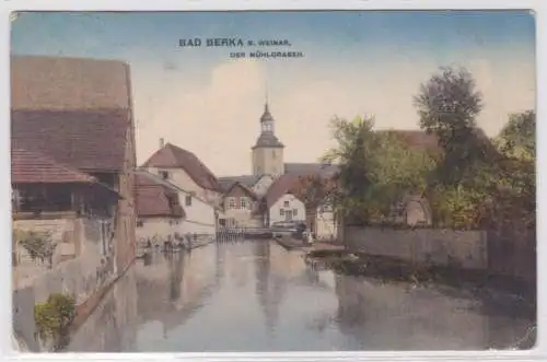 95534 Ak Bad Berka bei Weimar Blick über den Mühlgraben 1915