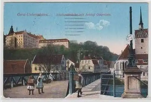 57097 Feldpost Ak Gera Untermhaus Adelhaidbrücke mit Schloß Osterstein 1916