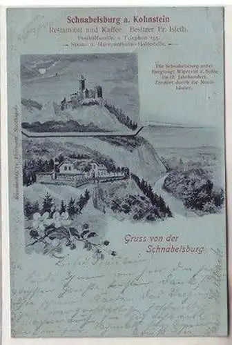 57904 Mondscheinkarte Gruß von der Schnabelsburg a. Kohnstein bei Nordhausen 190