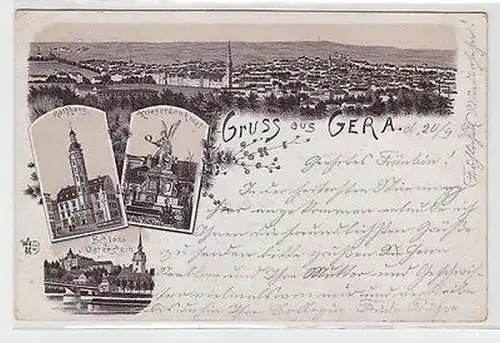 63112 Ak Lithographie Gruss aus Gera 1899