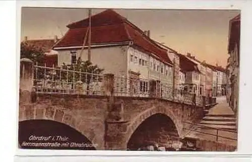 37995 Ak Ohrdruf Herrmannstraße mit Ohrabrücke 1934