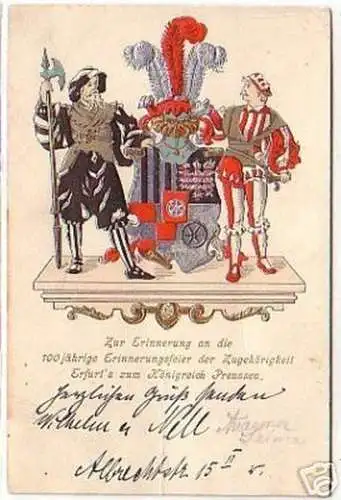 15906 Ak Erfurts Zugehörigkeit zu Preussen 1802-1902