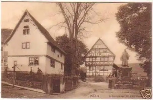 17074 Ak Möhra Lutherdenkmal mit Stammhaus um 1911