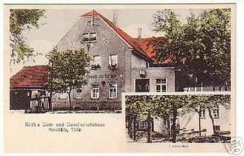 06684 Ak Roschütz Thür. Koch`s Gasthaus um 1920