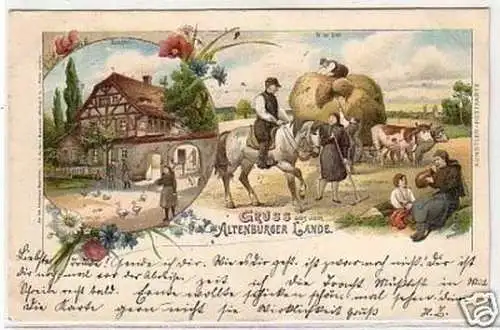 21961 Ak Litho Gruß aus dem Altenburger Lande 1899