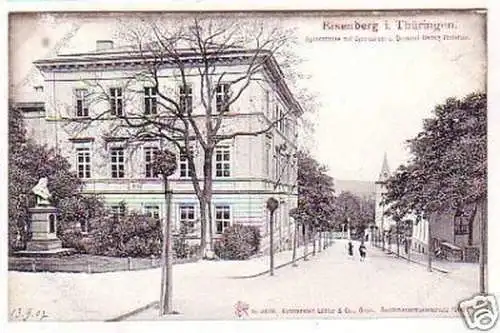 23729 Ak Eisenberg Thür. Agnesstr. + Gymnasium um 1910