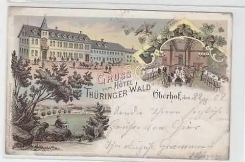 37337 Ak Litho Oberhof Gruss vom Hotel Thür. Wald 1902