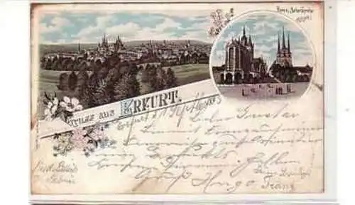 40011 Ak Lithographie Gruß aus Erfurt 1895