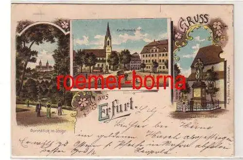 66046 Mehrbild Ak Gruss aus Erfurt Steiger, Kaufmannskirche, Luther-Denkmal 1901