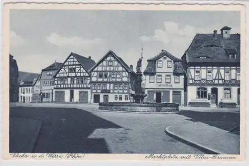 91109 Ak Vacha Marktplatz mit Vitus Brunnen um 1930