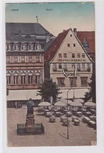 92210 Ak Jena Markt mit Weinstuben 1931