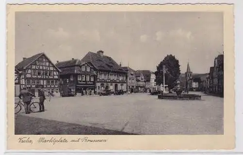 91107 Ak Vacha Marktplatz mit Brunnen 1938