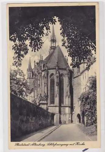 84517 Ak Skatstadt Altenburg Schloßeingang mit Kirche 1944