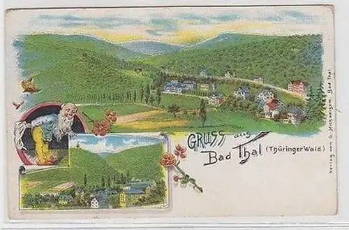 64468 Ak Lithographie Gruß aus Bad Thal Thüringer Wald um 1900