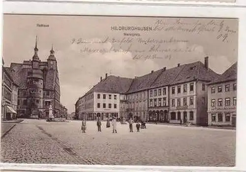 55382 Ak Hildburghausen Marktplatz und Rathaus 1909